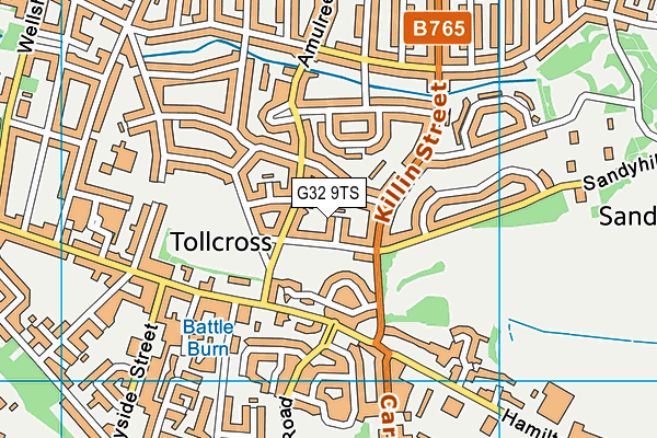 G32 9TS map - OS VectorMap District (Ordnance Survey)