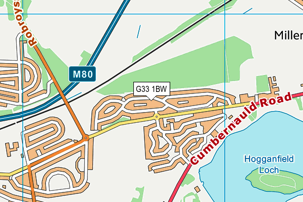 G33 1BW map - OS VectorMap District (Ordnance Survey)