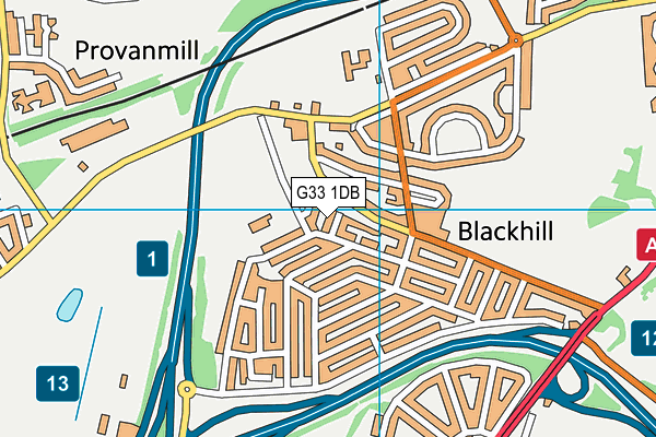 G33 1DB map - OS VectorMap District (Ordnance Survey)