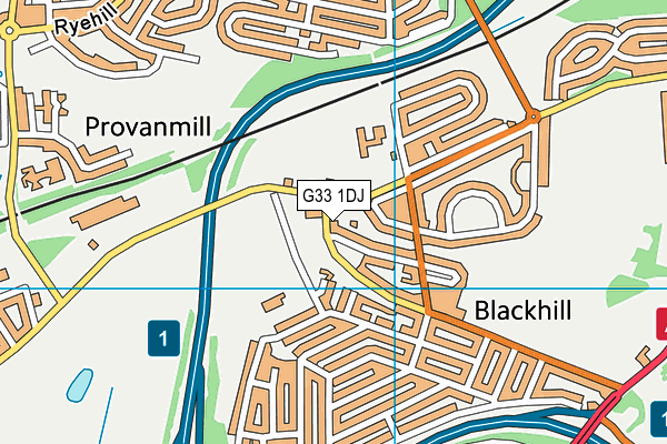 G33 1DJ map - OS VectorMap District (Ordnance Survey)