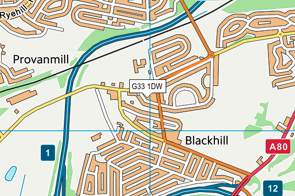 G33 1DW map - OS VectorMap District (Ordnance Survey)
