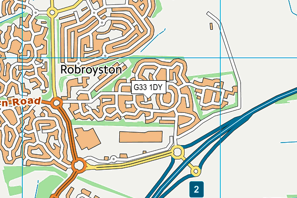 G33 1DY map - OS VectorMap District (Ordnance Survey)