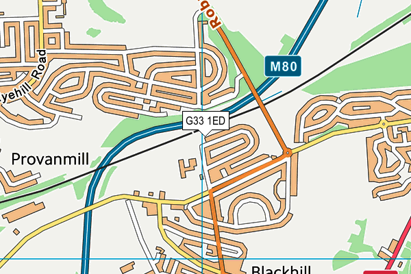 G33 1ED map - OS VectorMap District (Ordnance Survey)