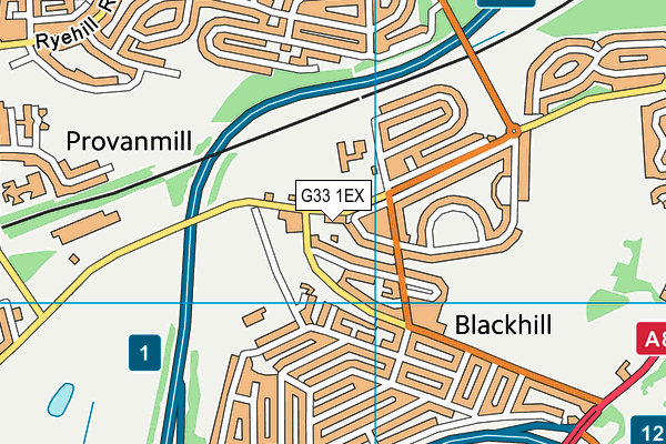 G33 1EX map - OS VectorMap District (Ordnance Survey)