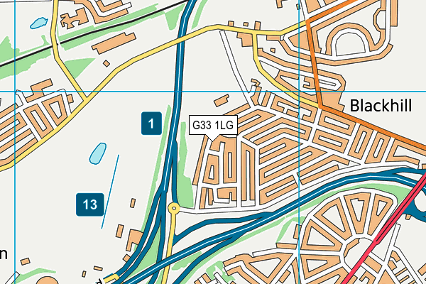 G33 1LG map - OS VectorMap District (Ordnance Survey)