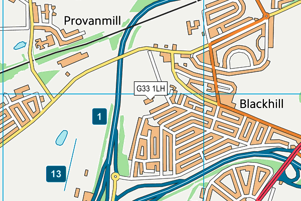G33 1LH map - OS VectorMap District (Ordnance Survey)