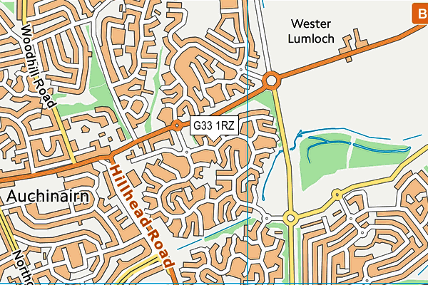 G33 1RZ map - OS VectorMap District (Ordnance Survey)