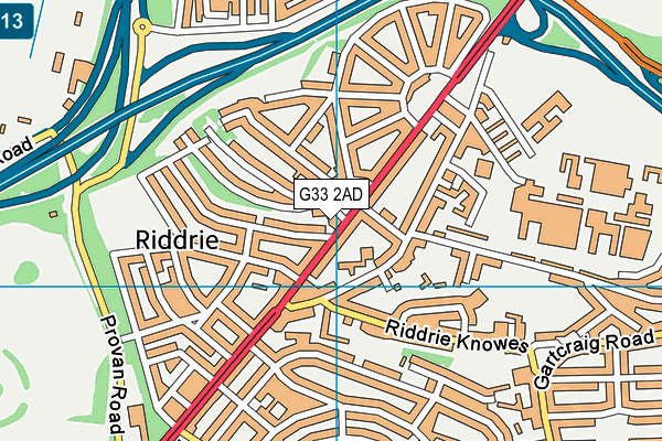 G33 2AD map - OS VectorMap District (Ordnance Survey)