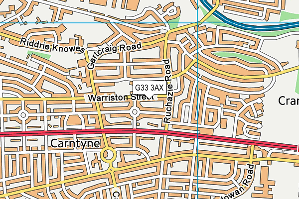 G33 3AX map - OS VectorMap District (Ordnance Survey)