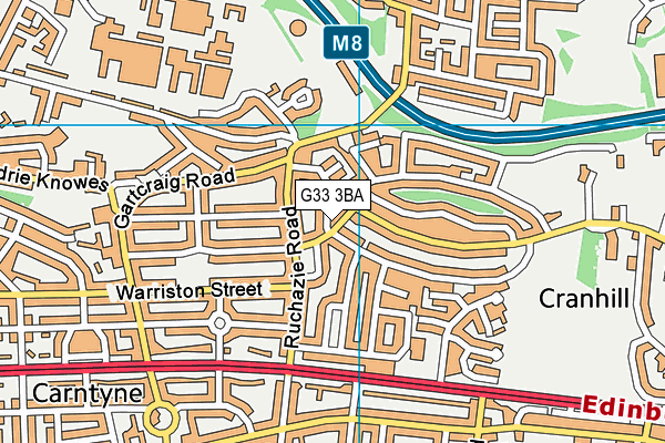 G33 3BA map - OS VectorMap District (Ordnance Survey)