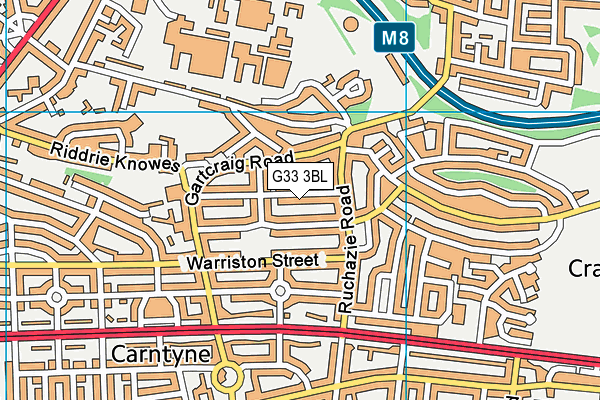 G33 3BL map - OS VectorMap District (Ordnance Survey)