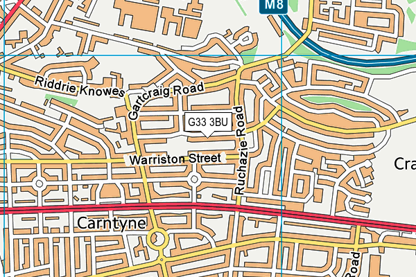 G33 3BU map - OS VectorMap District (Ordnance Survey)