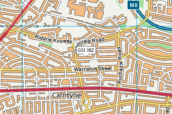 G33 3BZ map - OS VectorMap District (Ordnance Survey)