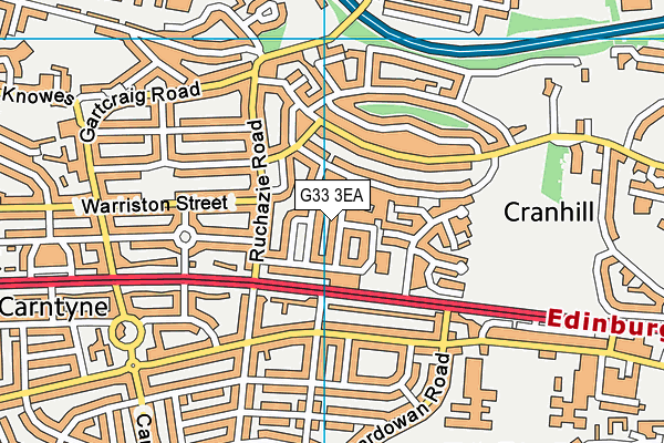 G33 3EA map - OS VectorMap District (Ordnance Survey)