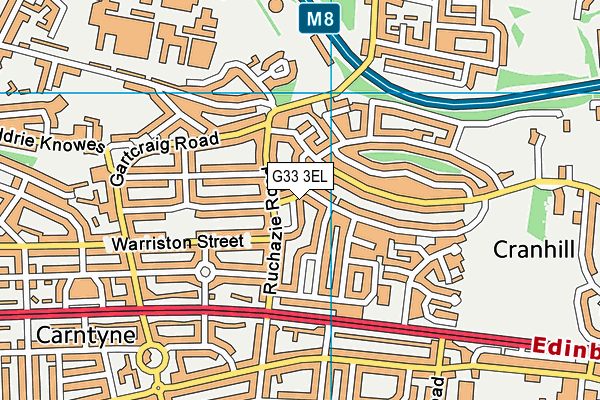 G33 3EL map - OS VectorMap District (Ordnance Survey)