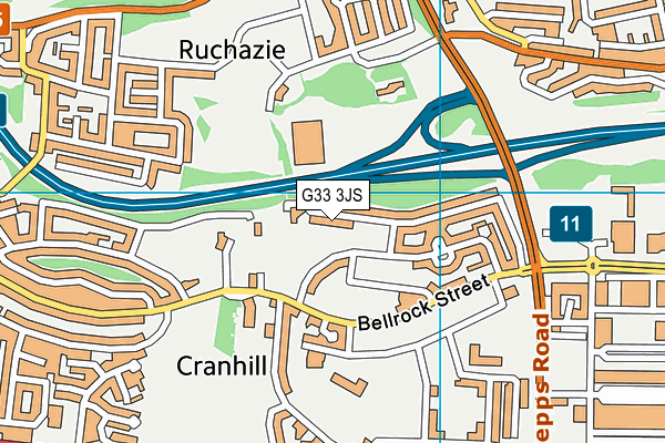 G33 3JS map - OS VectorMap District (Ordnance Survey)