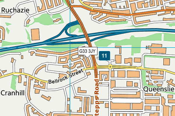 G33 3JY map - OS VectorMap District (Ordnance Survey)