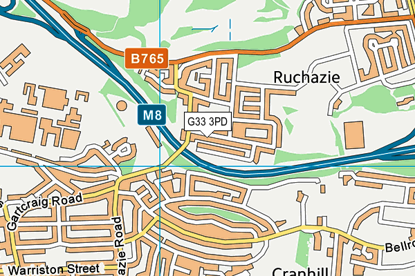 G33 3PD map - OS VectorMap District (Ordnance Survey)