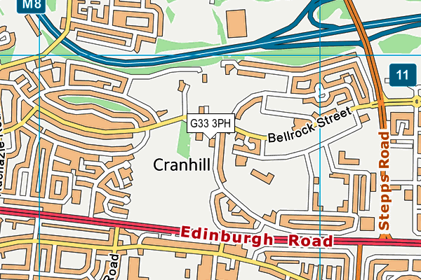 G33 3PH map - OS VectorMap District (Ordnance Survey)