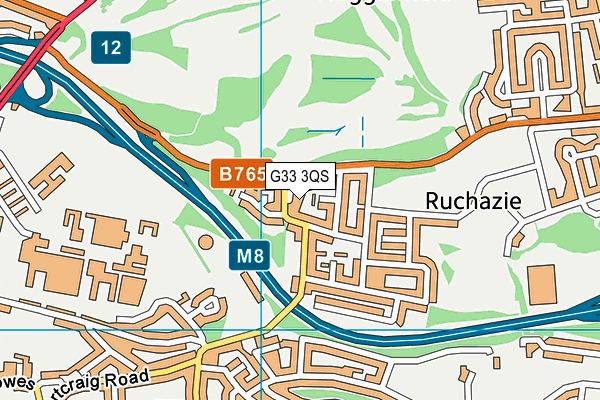 G33 3QS map - OS VectorMap District (Ordnance Survey)