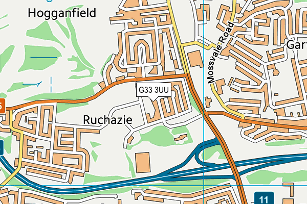 G33 3UU map - OS VectorMap District (Ordnance Survey)