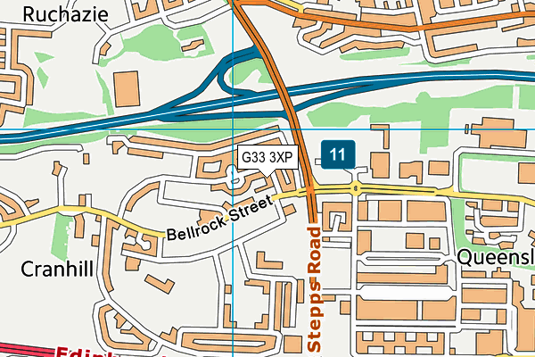 G33 3XP map - OS VectorMap District (Ordnance Survey)