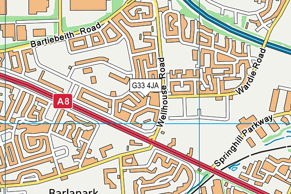 G33 4JA map - OS VectorMap District (Ordnance Survey)