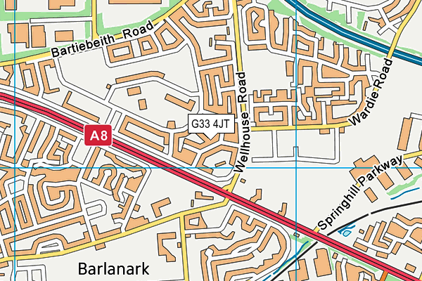 G33 4JT map - OS VectorMap District (Ordnance Survey)