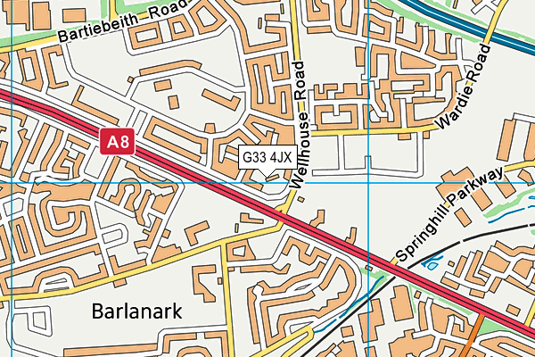 G33 4JX map - OS VectorMap District (Ordnance Survey)