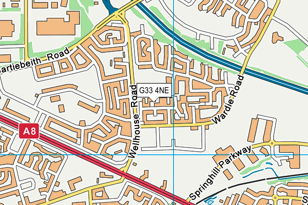 G33 4NE map - OS VectorMap District (Ordnance Survey)