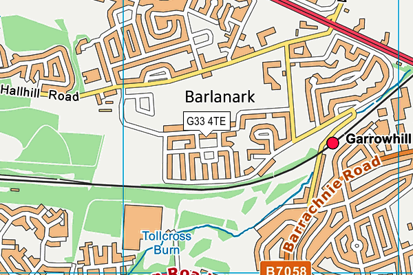 G33 4TE map - OS VectorMap District (Ordnance Survey)