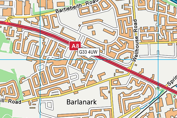 G33 4UW map - OS VectorMap District (Ordnance Survey)