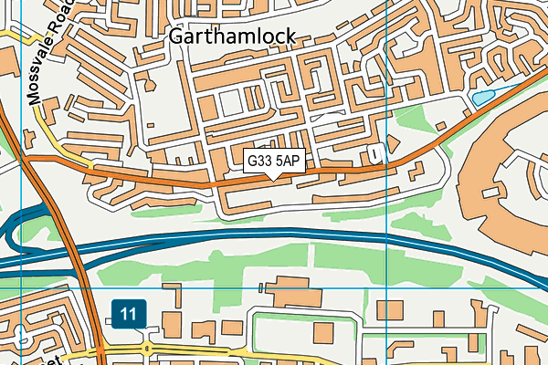G33 5AP map - OS VectorMap District (Ordnance Survey)