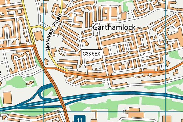 G33 5EX map - OS VectorMap District (Ordnance Survey)