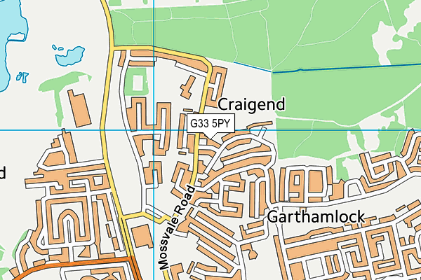 G33 5PY map - OS VectorMap District (Ordnance Survey)