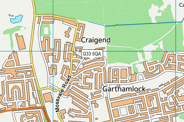 G33 5QA map - OS VectorMap District (Ordnance Survey)