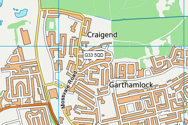 G33 5QD map - OS VectorMap District (Ordnance Survey)