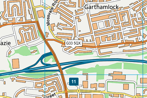 G33 5QX map - OS VectorMap District (Ordnance Survey)