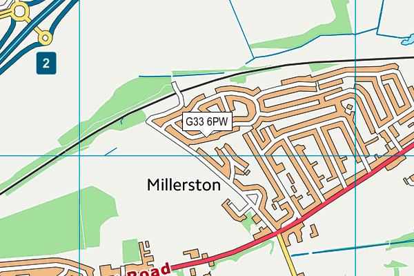 G33 6PW map - OS VectorMap District (Ordnance Survey)