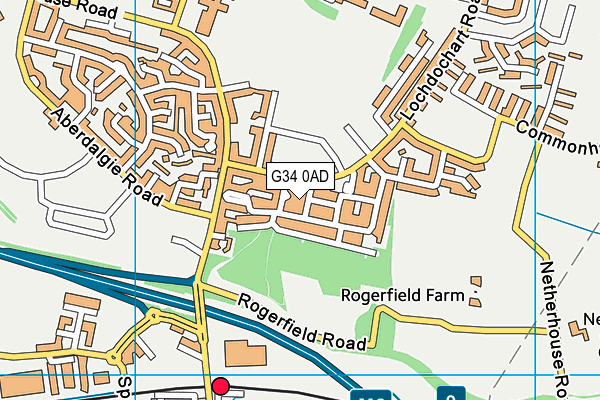 G34 0AD map - OS VectorMap District (Ordnance Survey)