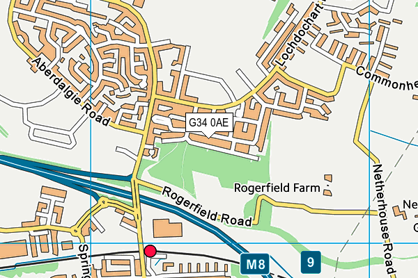 G34 0AE map - OS VectorMap District (Ordnance Survey)