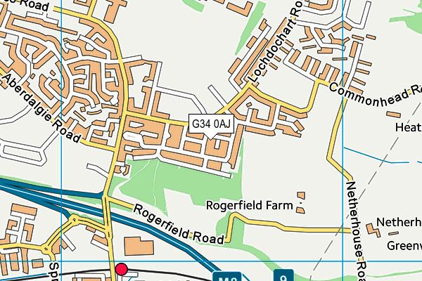 G34 0AJ map - OS VectorMap District (Ordnance Survey)