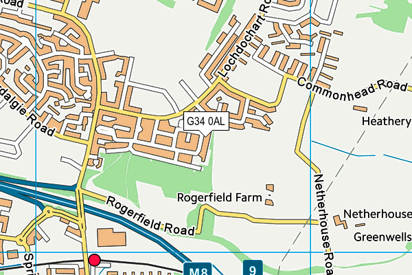 G34 0AL map - OS VectorMap District (Ordnance Survey)