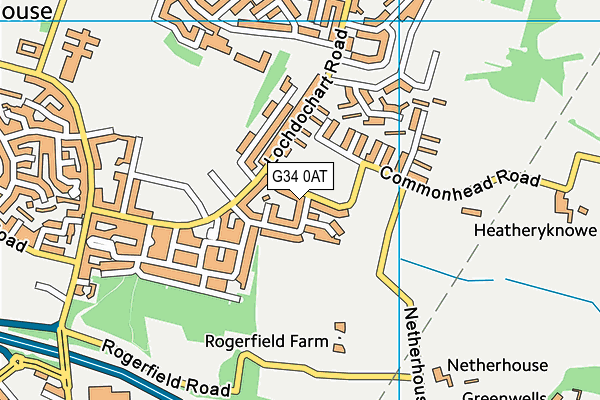 G34 0AT map - OS VectorMap District (Ordnance Survey)