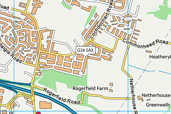 G34 0AX map - OS VectorMap District (Ordnance Survey)