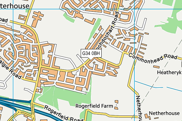 G34 0BH map - OS VectorMap District (Ordnance Survey)