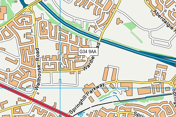 G34 9AA map - OS VectorMap District (Ordnance Survey)