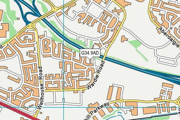 G34 9AD map - OS VectorMap District (Ordnance Survey)