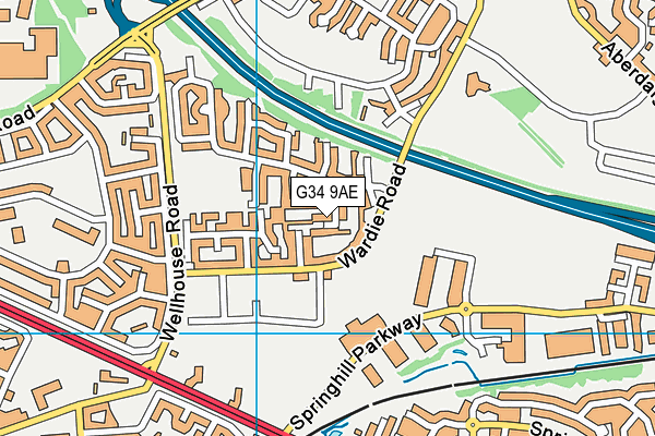 G34 9AE map - OS VectorMap District (Ordnance Survey)