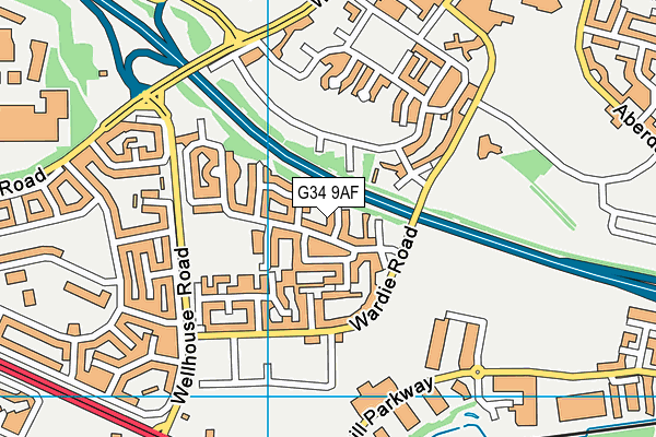 G34 9AF map - OS VectorMap District (Ordnance Survey)